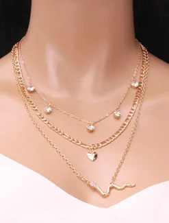 Outlet Choker Necklace Chrome Women's Elegant Artistic Layered Necklace For Wedding Party Valentine's Day Women Spring Accessories|Trendy Jewelry