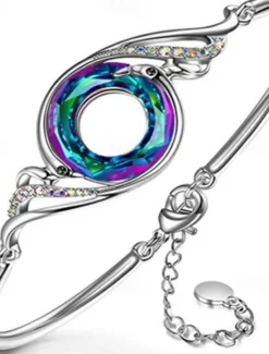 Discount Classic Blessed Fashion Chrome Bracelet Jewelry Blue / Purple / Green For Daily Holiday Women Trendy Jewelry|Spring Accessories