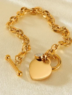 Outlet Classic Sweet Heart Fashion Personalized Titanium Steel Bracelet Jewelry Silver / Gold For Daily Women Accessories