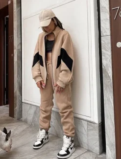 Online Comfry Fleece Women Sweatshirt Outdoor Warm White Spring Fall Women Two Piece Sets