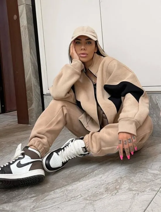 Online Comfry Fleece Women Sweatshirt Outdoor Warm White Spring Fall Women Two Piece Sets