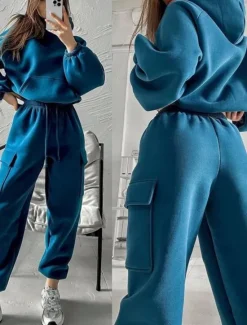 Sale Comfry hooded fleece Women's Sweatshirt Pants Sets Outdoor Sport Warm Sports Long Sleeve Hooded Spring Fall Women Two Piece Sets