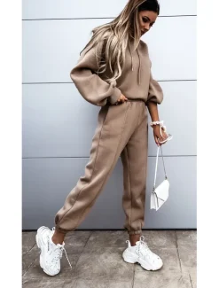 Comfry Hoodies Women's Tunic Work Gym Sports Daily Long Sleeve Spring Fall Women Two Piece Sets