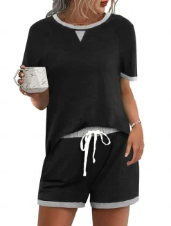 Comfry Women Shorts Sets Long Sleeve Summer Spring Women Two Piece Sets