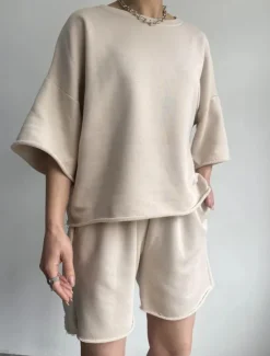 Hot Comfry Women Shorts Sets Long Sleeve Black Spring Fall Women Two Piece Sets