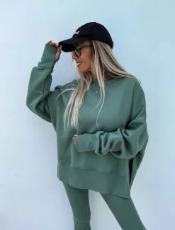Best Comfry Women Sweatshirt Hoodie Tracksuit Bolero Top Long Sleeve Green Spring Fall Women Two Piece Sets