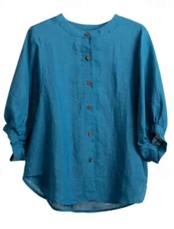 Clearance Cotton Linen Shirts Linen Shirt Button Up Long Cotton Top Women's Black White Yellow Solid Color Buttons Street Daily Fashion Shirt Collar Cotton Linen Regular Fit M Women Shirts