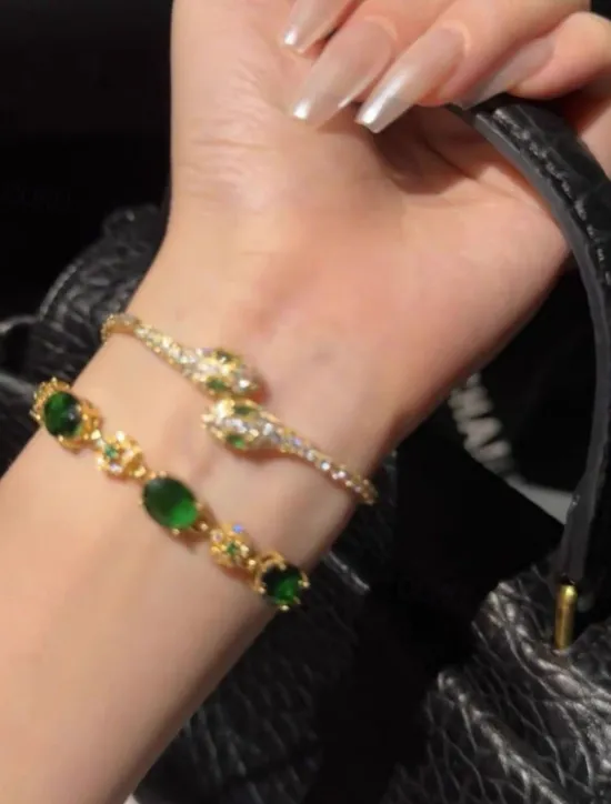 Sale Cubic Zirconia Vintage Style Snake Personalized Chrome Bracelet Jewelry Silver / / Green For Party Street Women Spring Accessories