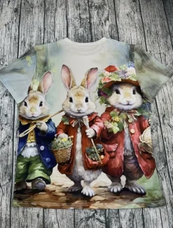 Sale Easter Women's T Shirt Animal Casual Short Sleeve Round Neck Regular Tops Daily Print Summer Spring Women T-Shirts