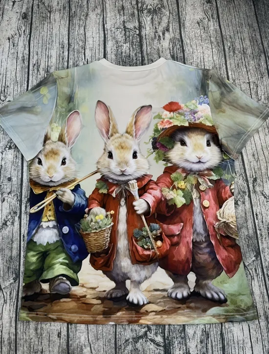 Sale Easter Women's T Shirt Animal Casual Short Sleeve Round Neck Regular Tops Daily Print Summer Spring Women T-Shirts