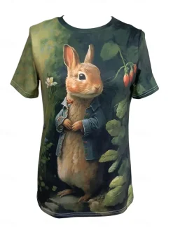 New Easter Women's T Shirt Animal Casual Short Sleeve Round Neck Regular Tops Daily Print Summer Spring Women T-Shirts