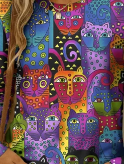 Discount Easter Women's T shirt Crew Neck Long Sleeve Tunic Graphic Animal Leopard Vintage Stylish Classic Round Neck Regular Tops Daily Print Blue Purple Orange Green Fall Women T-Shirts