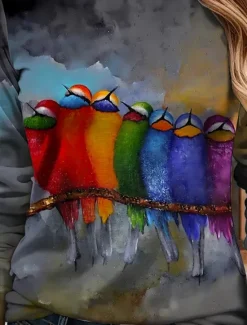 Best Easter Women's T shirt Long Sleeve Crew Neck Long Sleeve Tunic Ombre Graphic Animal Vintage Stylish Classic Round Neck Regular Tops Daily Print Red Blue Green Gray Fall Prefall Women T-Shirts