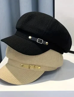 Clearance Elegant Embossed Berets Classic Solid Color British Style Beret Cap Breathable Newsboy Hats For Women Autumn & Winter Women Hats