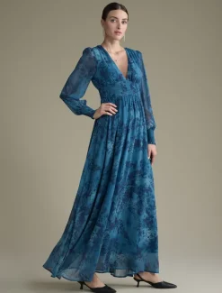 Best Elegant Floral Chiffon Maxi Wedding Dress Women Cocktail Dress