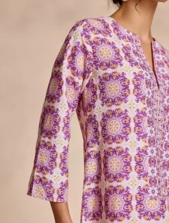 Best Ethnic Floral Notched Collar Maxi Dress Women Floral Dresses