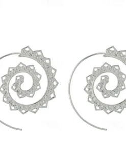 Clearance european and american new oval spiral earrings exaggerated swirl gear shape heart shape retro ear jewelry wholesale Women Trendy Jewelry