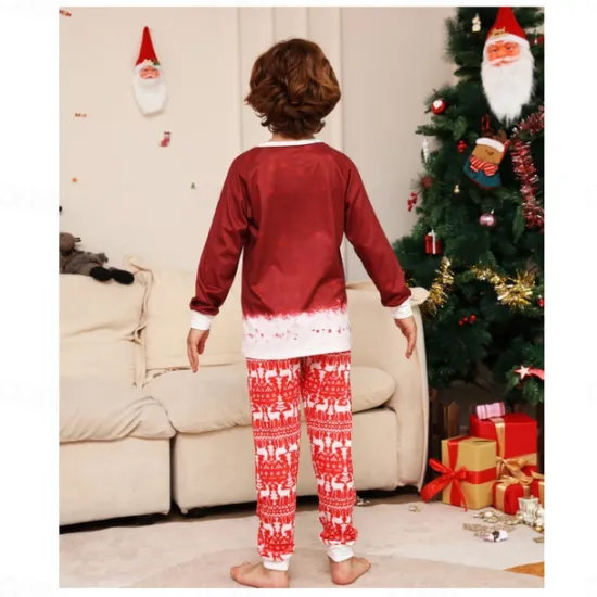Family Christmas Pajamas Cotton Graphic Cute Christmas Pajamas School Print Long Sleeve Mommy And Me Outfits Active Matching Outfits Home Outfits Women Pajama-Setter
