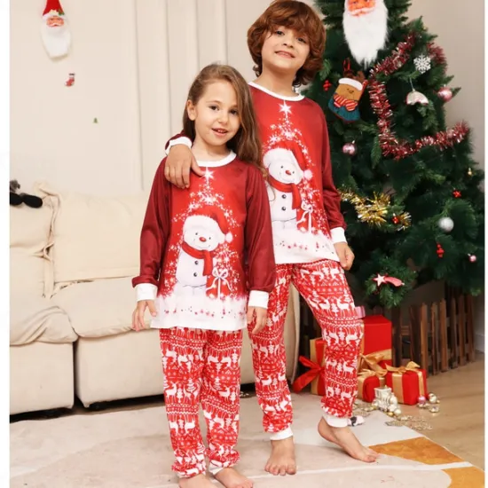Family Christmas Pajamas Cotton Graphic Cute Christmas Pajamas School Print Long Sleeve Mommy And Me Outfits Active Matching Outfits Home Outfits Women Pajama-Setter