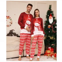 Family Christmas Pajamas Cotton Graphic Cute Christmas Pajamas School Print Long Sleeve Mommy And Me Outfits Active Matching Outfits Home Outfits Women Pajama-Setter