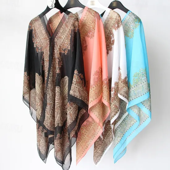 Hot Fashion Women Scarf Shawl Poncho Printed Sunscreen Scarf Sun Protection Shawl Beach Shawl Bikini Cover Soft Comfortable Women Scarves