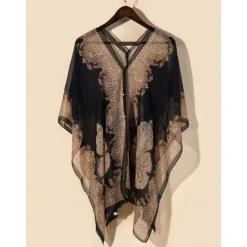 Hot Fashion Women Scarf Shawl Poncho Printed Sunscreen Scarf Sun Protection Shawl Beach Shawl Bikini Cover Soft Comfortable Women Scarves