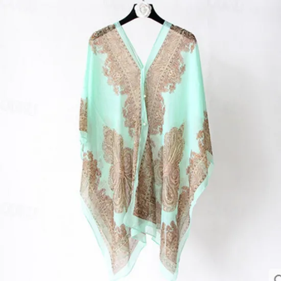 Hot Fashion Women Scarf Shawl Poncho Printed Sunscreen Scarf Sun Protection Shawl Beach Shawl Bikini Cover Soft Comfortable Women Scarves