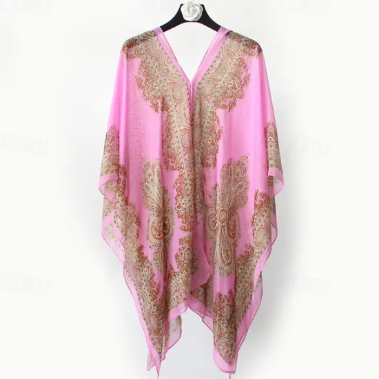 Hot Fashion Women Scarf Shawl Poncho Printed Sunscreen Scarf Sun Protection Shawl Beach Shawl Bikini Cover Soft Comfortable Women Scarves