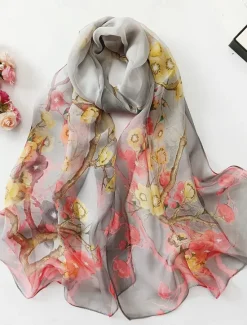 Hot Flower Summer Women Thin Style Scarf Bandana Soft Bandana Female Elegant Shawl Hijab Hairscarves Beach Scarf Women Scarves