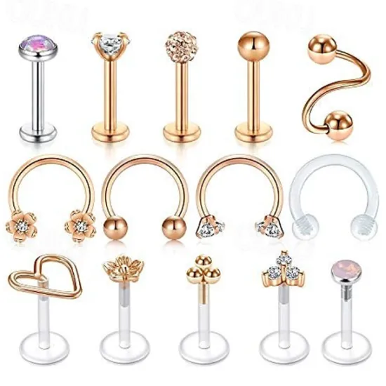 Discount 16g cartilage helix tragus stud earring twist spiral barbell lip rings labret stud horseshoe piercing twisted eyebrow rings piercing for women men jewelry Women Belt