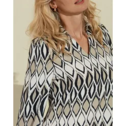 Sale Geometric Long Sleeve Mini Shirt Dress Women Casual Dress|Vacation Dresses