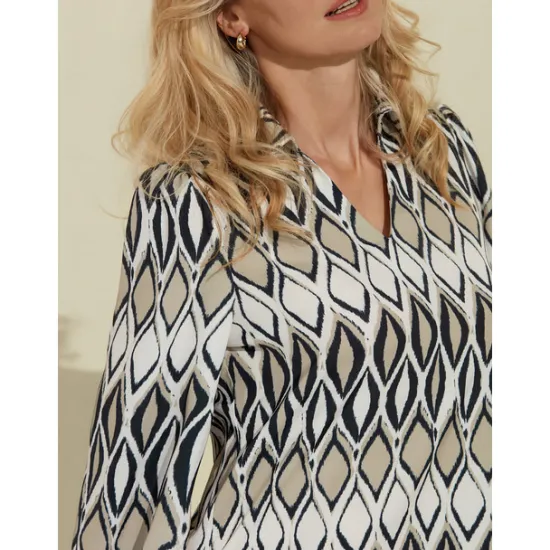 Sale Geometric Long Sleeve Mini Shirt Dress Women Casual Dress|Vacation Dresses