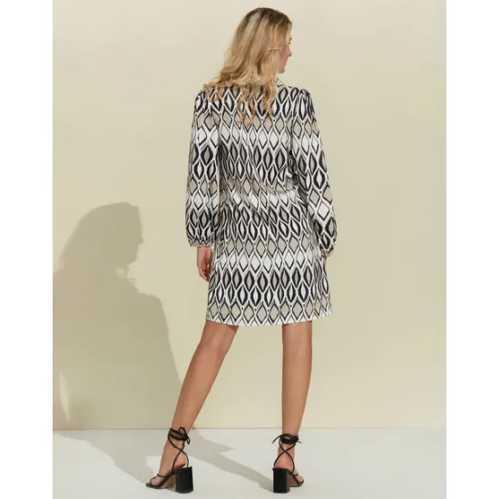 Sale Geometric Long Sleeve Mini Shirt Dress Women Casual Dress|Vacation Dresses
