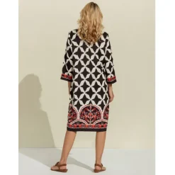 Sale Geometric Pattern Half Sleeve A-Line Mini Dress Women Casual Dress|Vacation Dresses