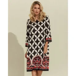 Sale Geometric Pattern Half Sleeve A-Line Mini Dress Women Casual Dress|Vacation Dresses