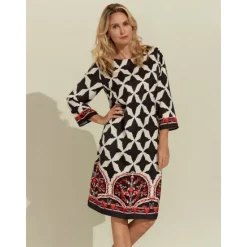 Sale Geometric Pattern Half Sleeve A-Line Mini Dress Women Casual Dress|Vacation Dresses