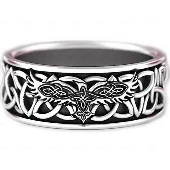 Best gothic jewelry, retro ring, mens and women ring, norse mythology giant wolf fenrir defend temple raven amulet jewelry boyfriend gift mens viking hip hop rock ring (6) Women Trendy Jewelry