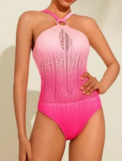 New Gradient Lace Bandeau Swimsuit Women One-Pieces