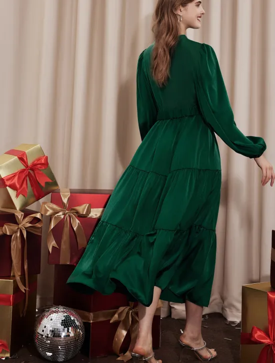 Clearance Elegant Party/Wedding Guest Ruffle Belted Tied Neck Long Sleeve Maxi Dress dress to impress 2024 Women Cocktail Dress
