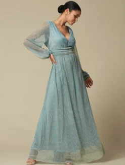 Sale Fashion Party/Wedding Guest V Neck Long Sleeve Sparkle Polyester Maxi Dress dress to impress 2024 Women Cocktail Dress