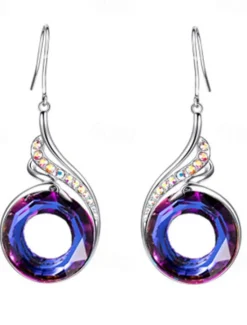Clearance Hoop Earrings Vintage Style Totem Series Earrings Jewelry Blue / Purple / Green For Party 1 Pair Women Spring Accessories