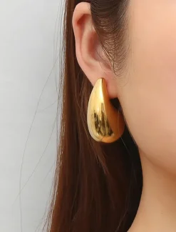 Discount Hoop Earrings Vintage Style Pear Cut Geometrical Drop Earrings Jewelry Golden / Gold / Light Gold For Wedding Party Work Women Spring Accessories|Trendy Jewelry