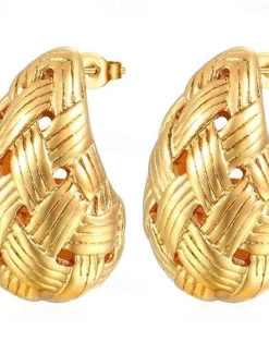 Discount Hoop Earrings Vintage Style Pear Cut Geometrical Drop Earrings Jewelry Golden / Gold / Light Gold For Wedding Party Work Women Spring Accessories|Trendy Jewelry