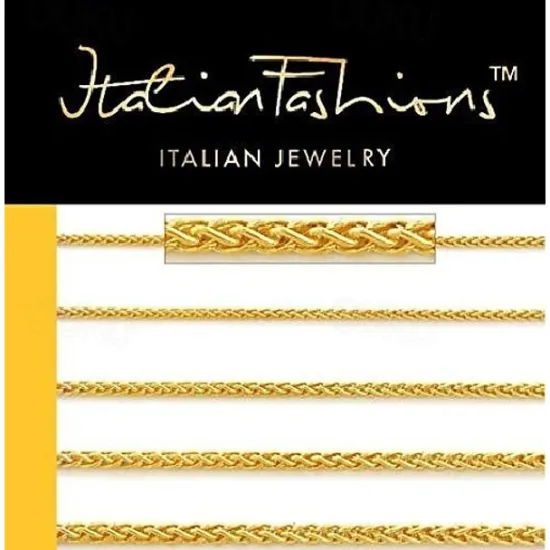 Outlet 14k solid gold italian yellow gold 1.5mm flat open wheat link chain necklace- made in italy-14 karat with lobster claw clasp include gift box with order 18.5 inches Women Trendy Jewelry