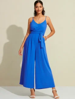 Hot Lace Up Strappy Pocket Sleeveless Jumpsuit Women Jumpsuits