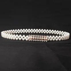 Hot ladies pearl waist chain korean version rhinestone pearl decorative belt fashion sweet dress elastic belt women wholesale Women Belt