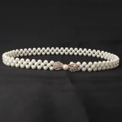 Hot ladies pearl waist chain korean version rhinestone pearl decorative belt fashion sweet dress elastic belt women wholesale Women Belt