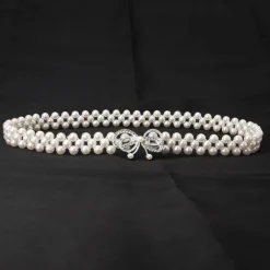 Hot ladies pearl waist chain korean version rhinestone pearl decorative belt fashion sweet dress elastic belt women wholesale Women Belt