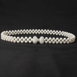 Hot ladies pearl waist chain korean version rhinestone pearl decorative belt fashion sweet dress elastic belt women wholesale Women Belt