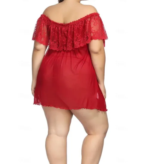 New Ladies Sexy Transparent Seductive Sexy Nightgown One Line Shoulder Nightdress Home Outfits Women Lingerie